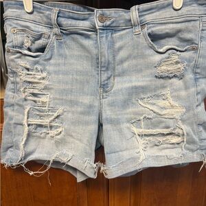 American Eagle Outfitters Distressed Light Blue Jean Shorts